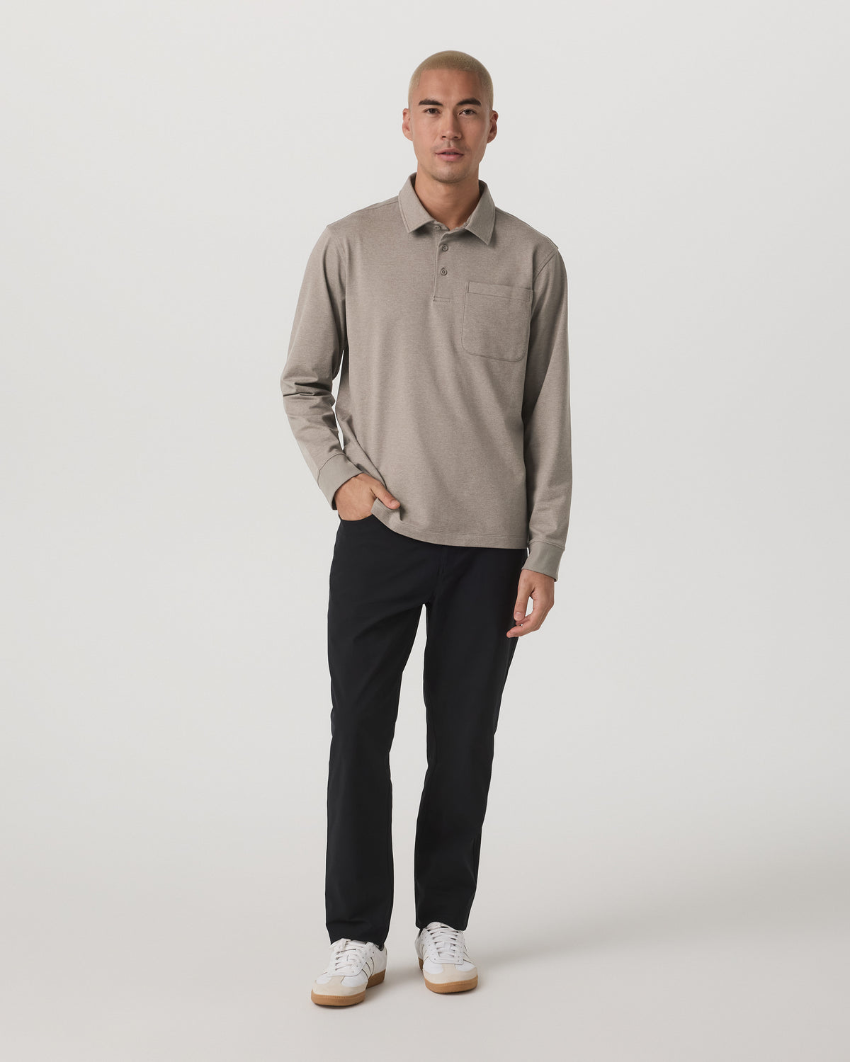 Men's Long Sleeve Coronado Rugby Walnut Heather - Vuori