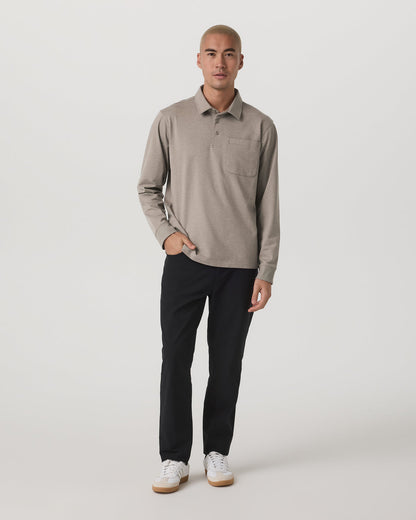 Men's Long Sleeve Coronado Rugby Walnut Heather - Vuori