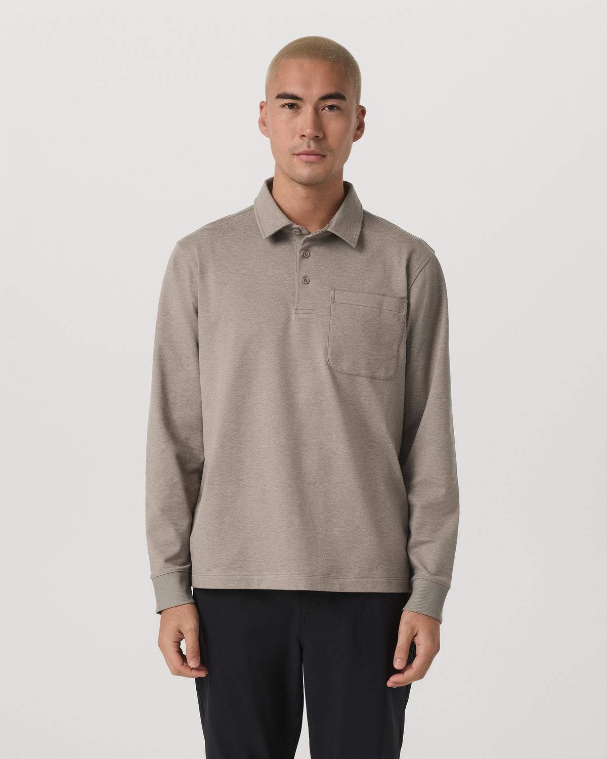 Men's Long Sleeve Coronado Rugby Walnut Heather - Vuori