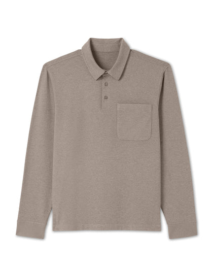 Men's Long Sleeve Coronado Rugby Walnut Heather - Vuori