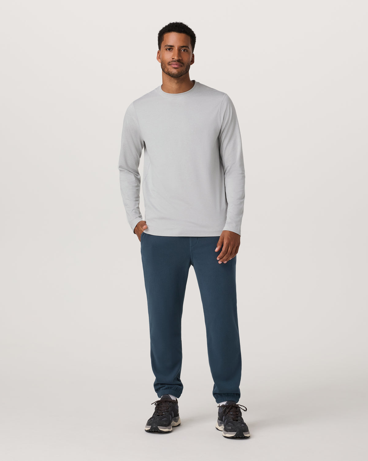 Long Sleeve Ponto Performance Tee Frost Grey Heather - Vuori