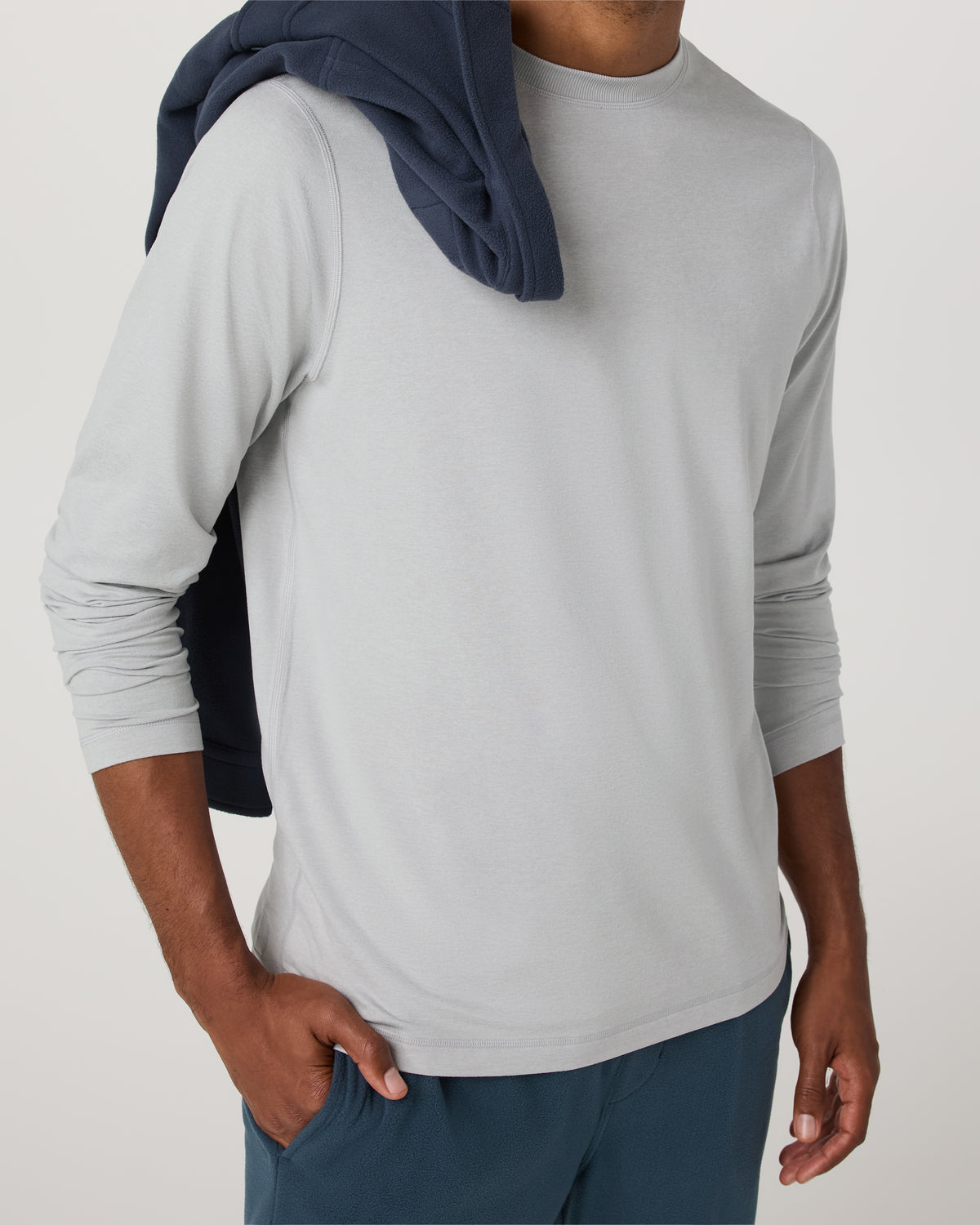 Long Sleeve Ponto Performance Tee Frost Grey Heather - Vuori