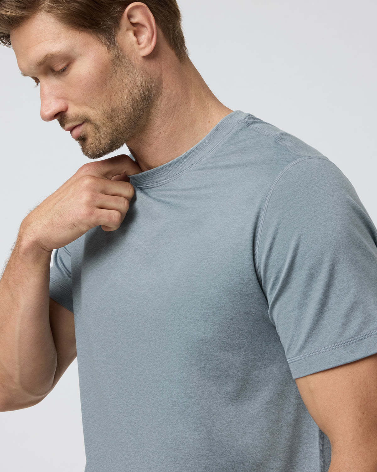 Short Sleeve Ponto Performance Tee Dusty Blue Heather - Vuori