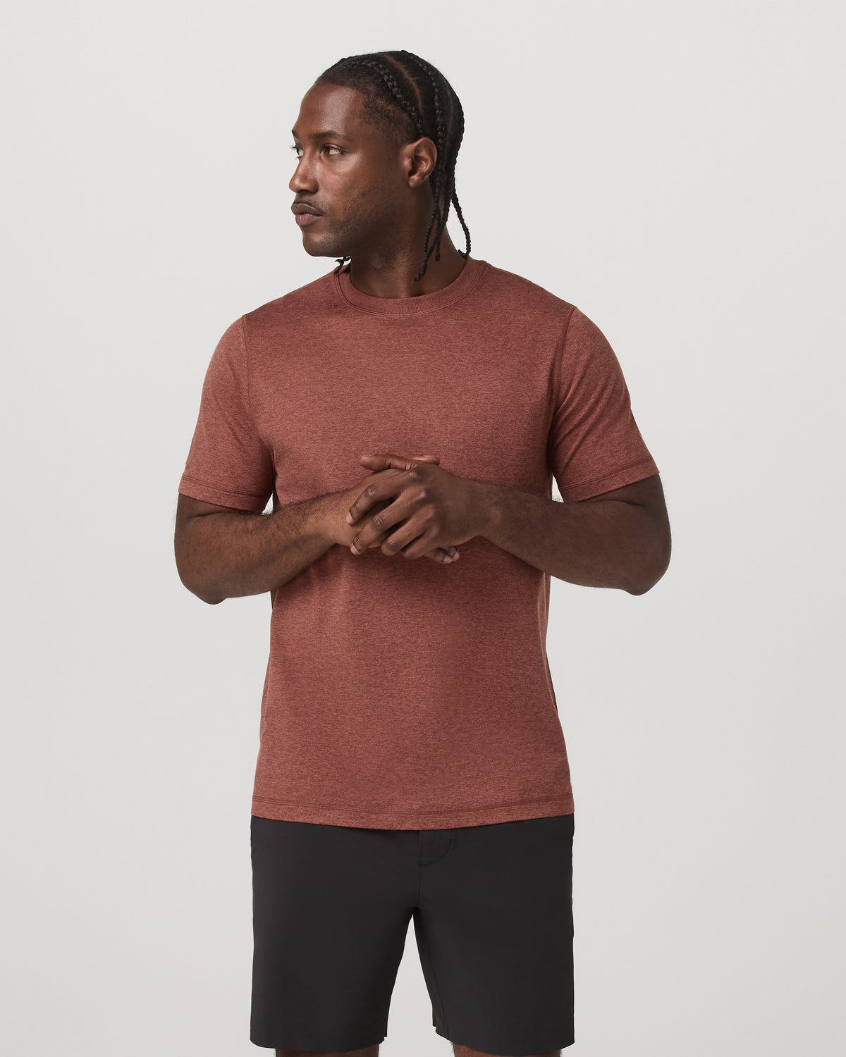 Short Sleeve Ponto Performance Tee Firebrick Heather - Vuori