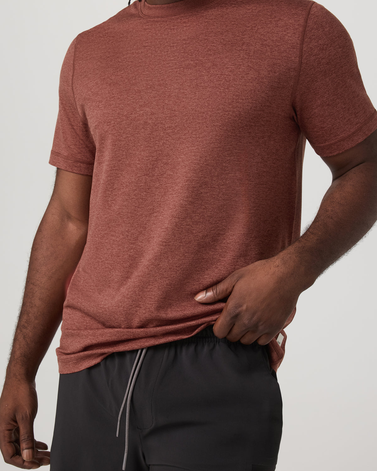 Short Sleeve Ponto Performance Tee Firebrick Heather - Vuori