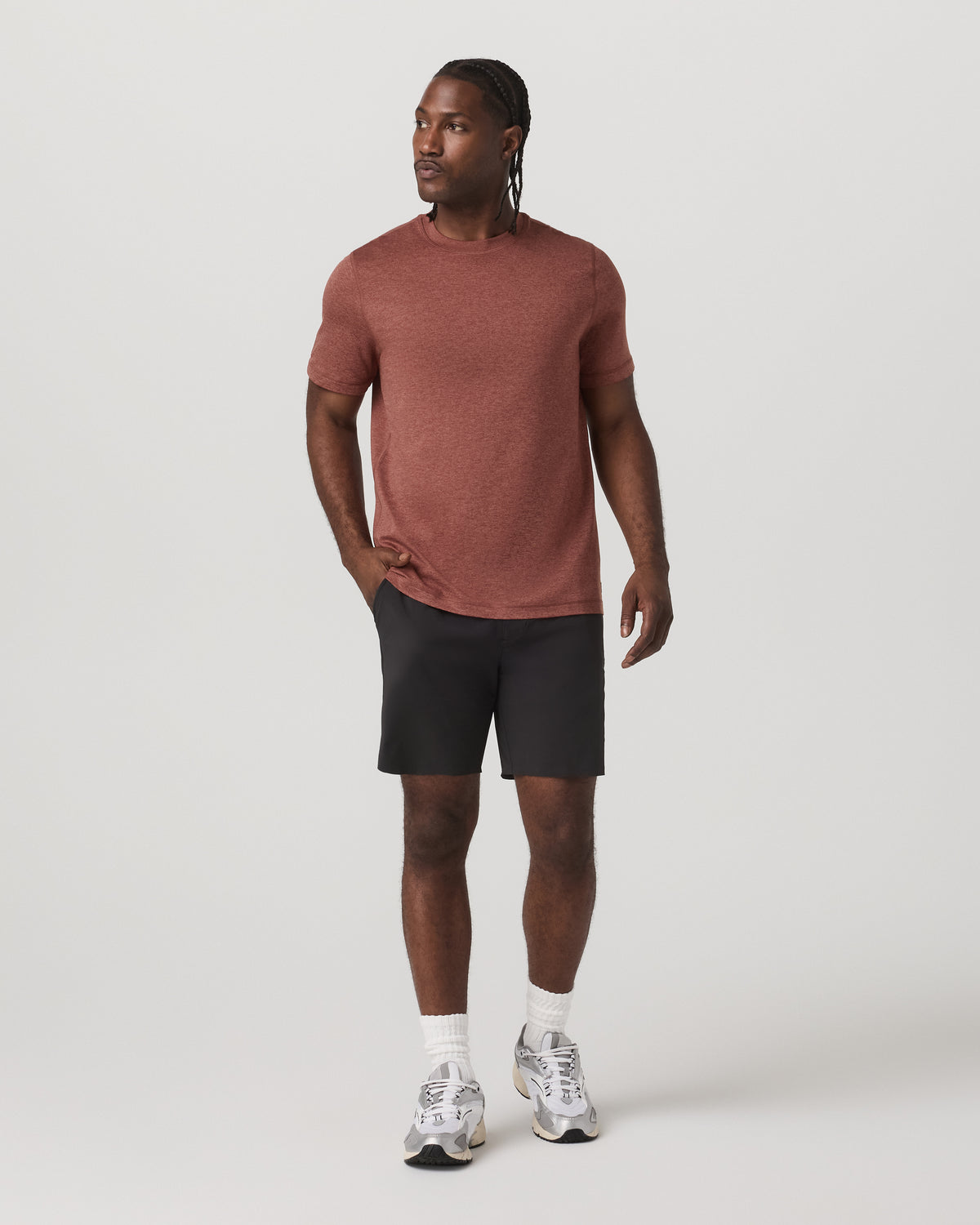 Short Sleeve Ponto Performance Tee Firebrick Heather - Vuori