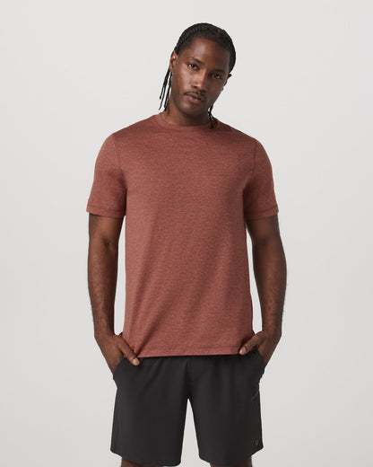 Short Sleeve Ponto Performance Tee Firebrick Heather - Vuori