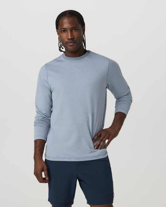 Long Sleeve Ponto Performance Tee Blue Dusk Heather - Vuori