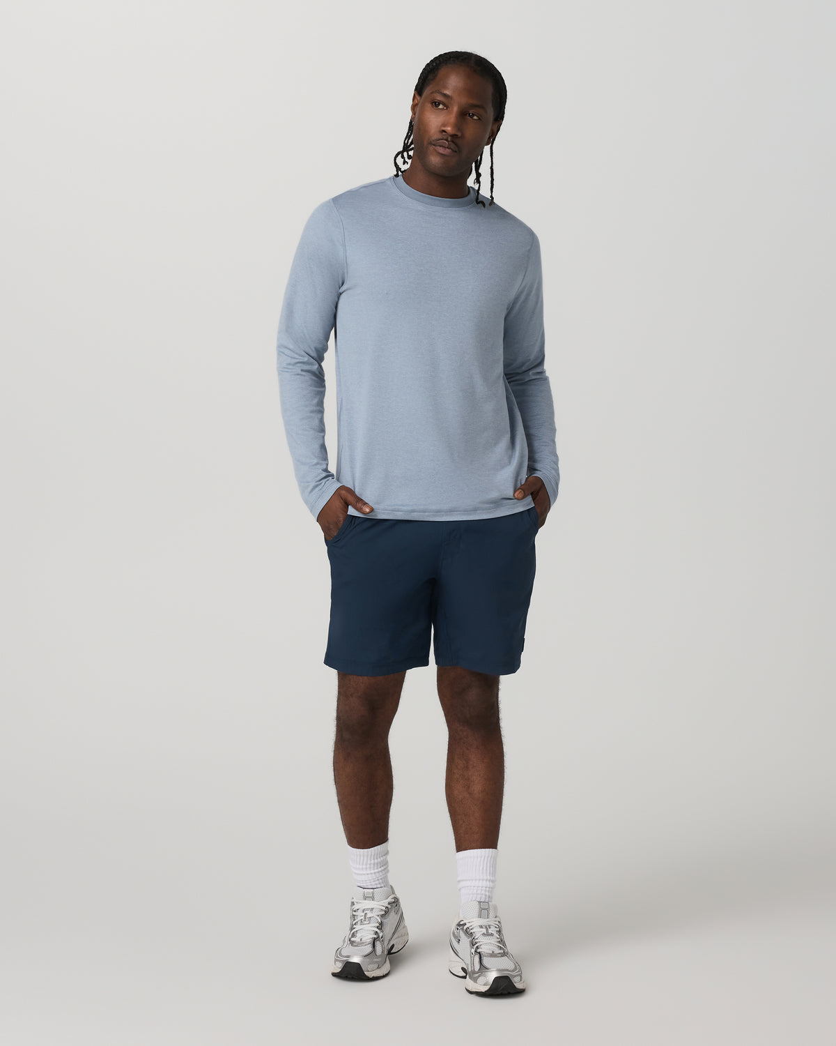 Long Sleeve Ponto Performance Tee Blue Dusk Heather - Vuori