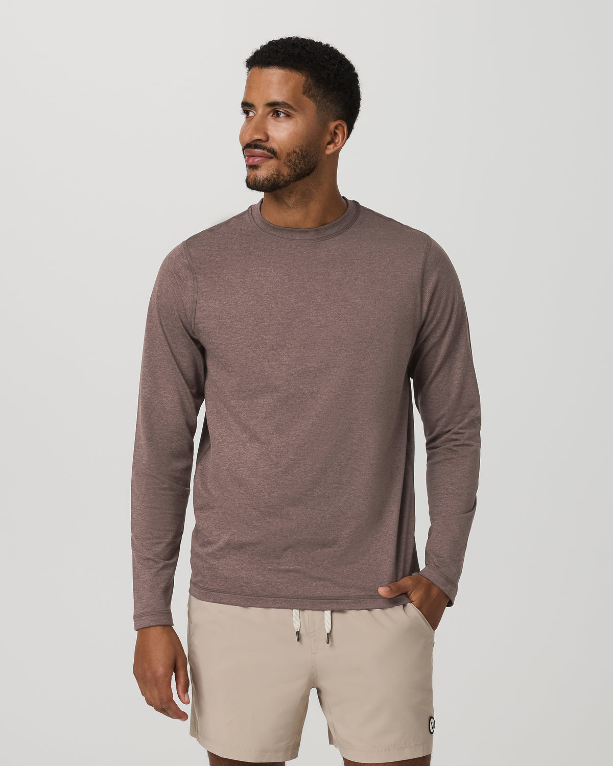 Men's Long Sleeve Ponto Performance Tee Elm Heather - Vuori