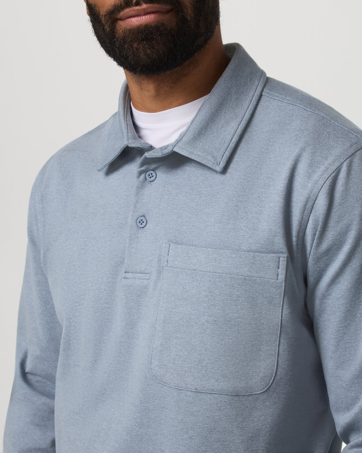 Men's Long Sleeve Coronado Rugby Shirt Blue Dusk Heather - Vuori