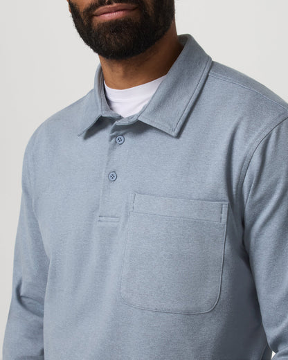 Men's Long Sleeve Coronado Rugby Shirt Blue Dusk Heather - Vuori