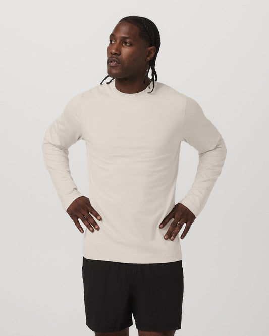 Men's Long Sleeve Ponto Performance Tee Oatmeal Heather - Vuori