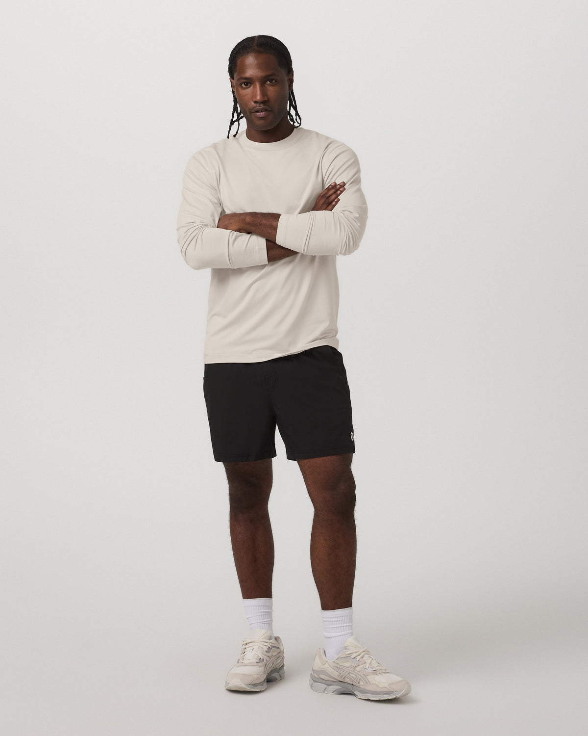 Men's Long Sleeve Ponto Performance Tee Oatmeal Heather - Vuori
