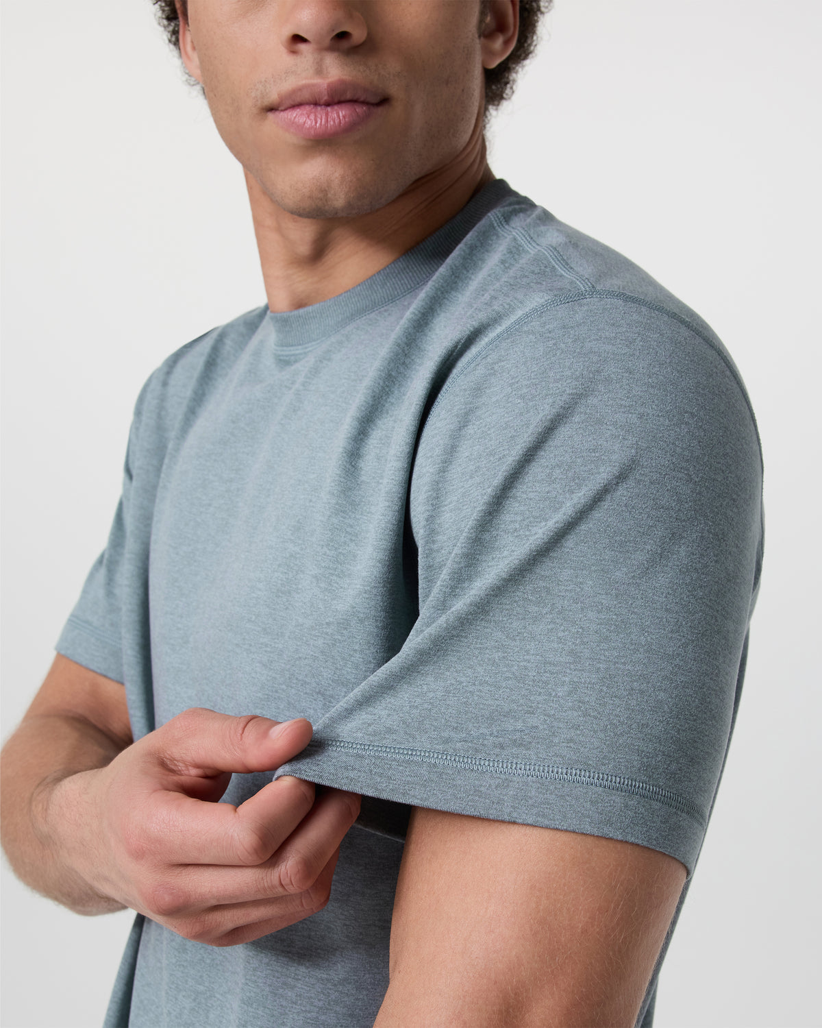 Short Sleeve Ponto Tee - Relaxed Fit Dusty Blue Heather - Vuori