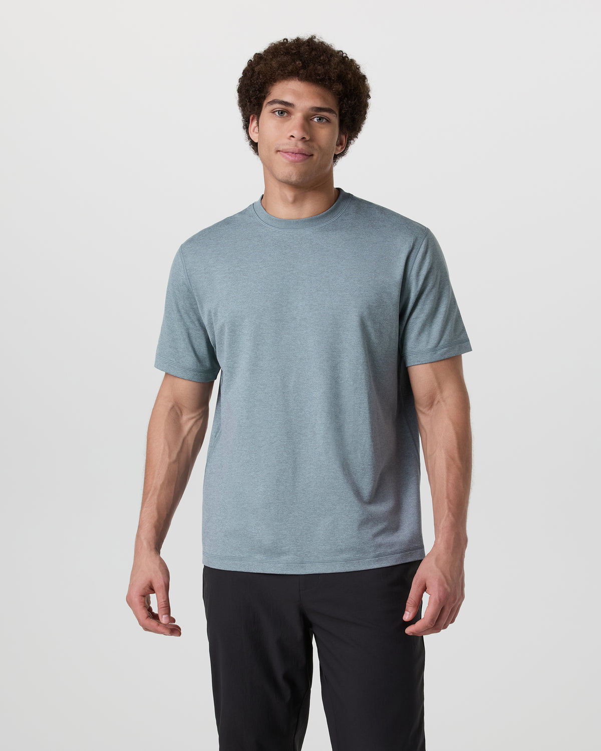 Short Sleeve Ponto Tee - Relaxed Fit Dusty Blue Heather - Vuori