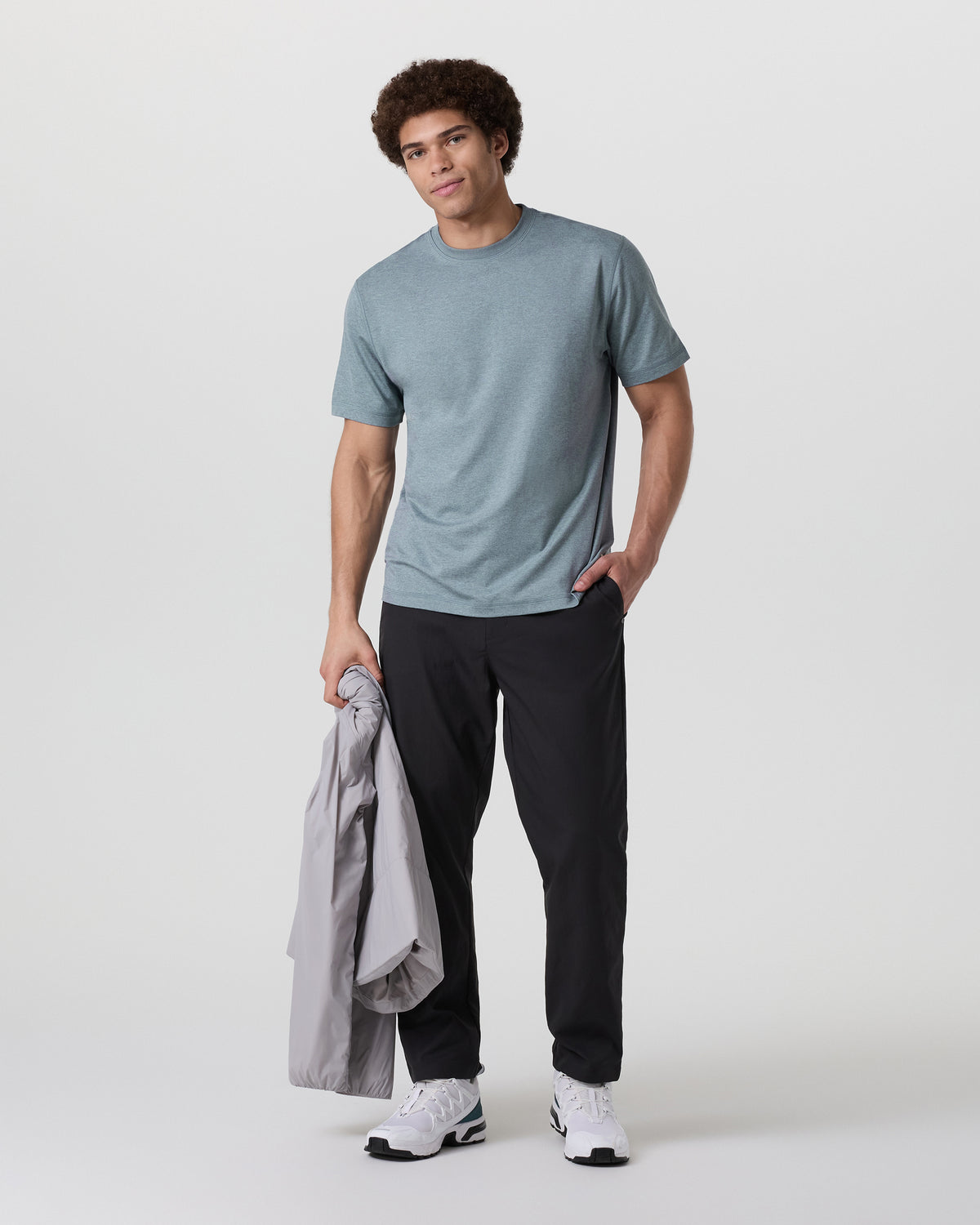 Short Sleeve Ponto Tee - Relaxed Fit Dusty Blue Heather - Vuori