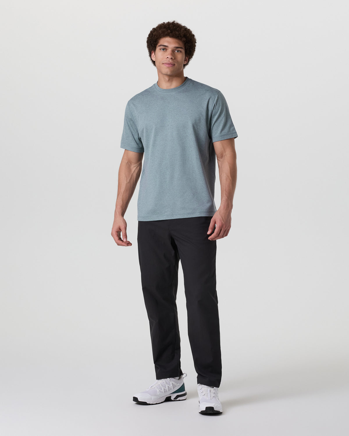 Short Sleeve Ponto Tee - Relaxed Fit Dusty Blue Heather - Vuori