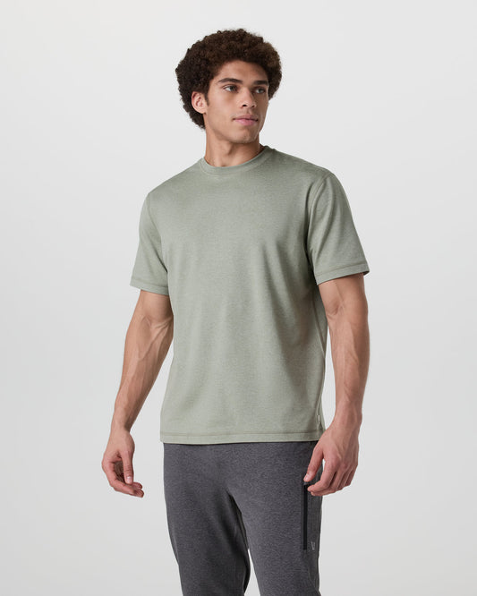 Short Sleeve Ponto Tee - Relaxed Fit Agave Green Heather - Vuori