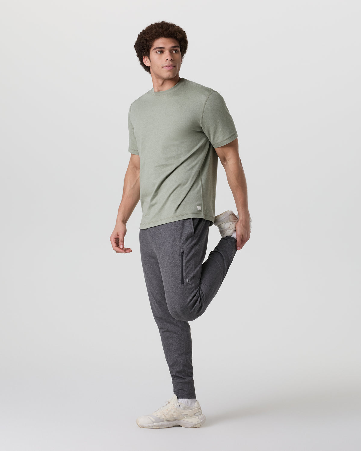 Short Sleeve Ponto Tee - Relaxed Fit Agave Green Heather - Vuori