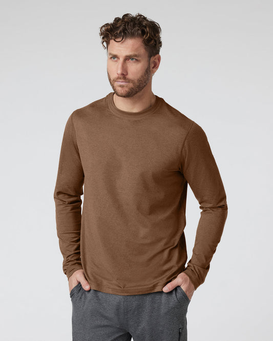 Long Sleeve Ponto Performance Tee Pecan Heather - Vuori
