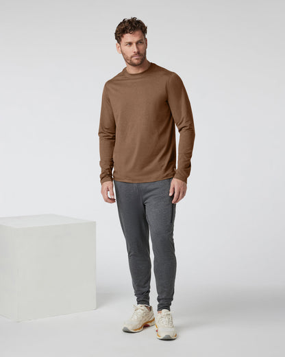 Long Sleeve Ponto Performance Tee Pecan Heather - Vuori