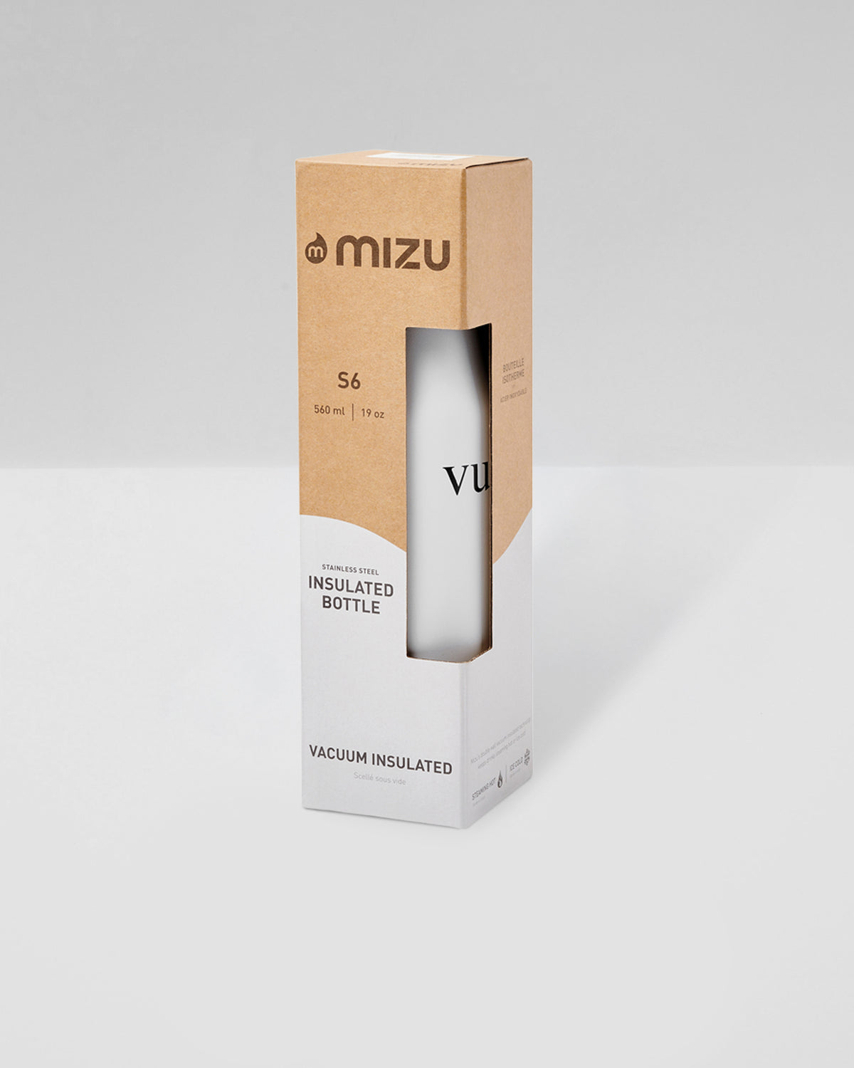 S6 Wordmark Mizu Water Bottle White Insulated Bottle - Vuori