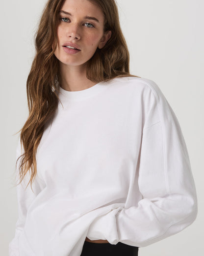 Long Sleeve Heavyweight Cotton Tee Women's White Shirt - Vuori